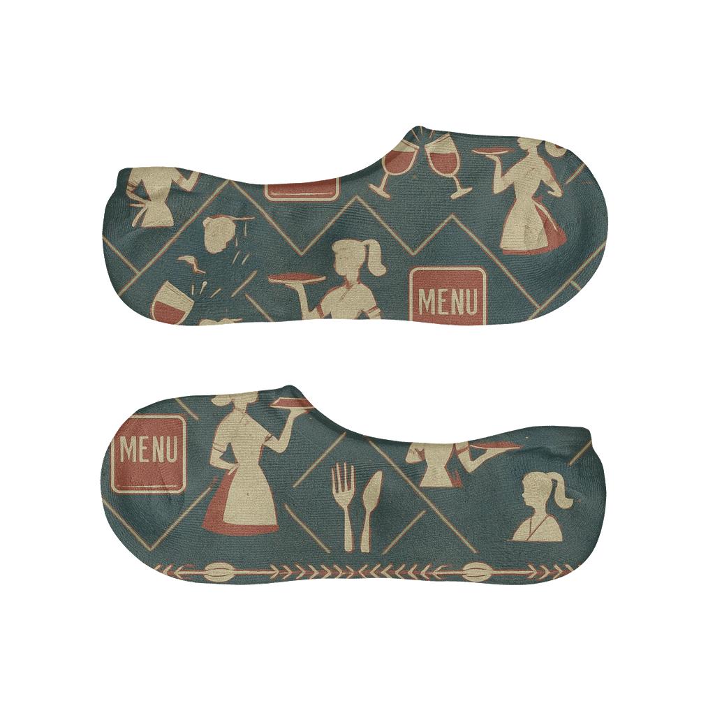 Menu Board Lattice With Waitress Silhouettes custom no-show socks