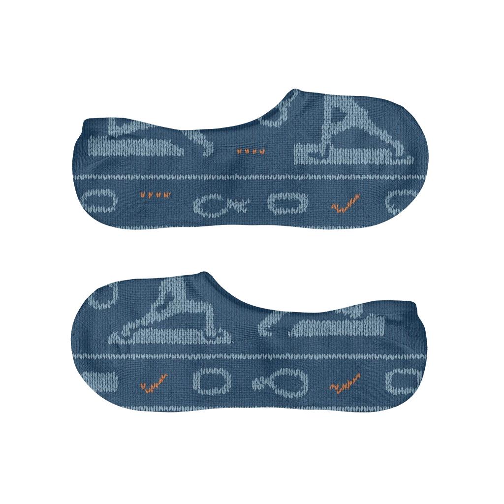 Knitted Illusion Pattern With Physical Therapist Stretch Rows designer print no-show socks
