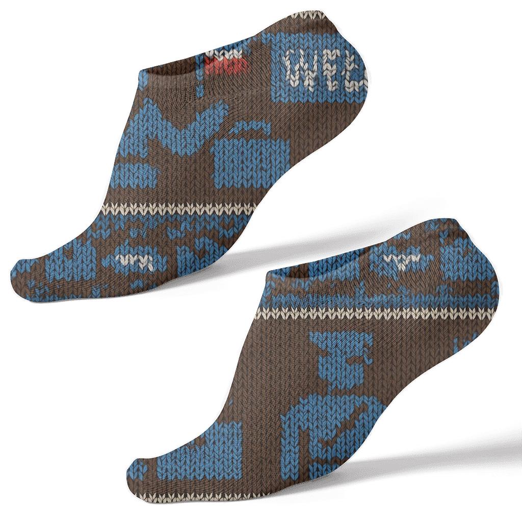 Knit Illusion Pattern With Immigration Officer Silhouette Bands stylish athletic ankle socks