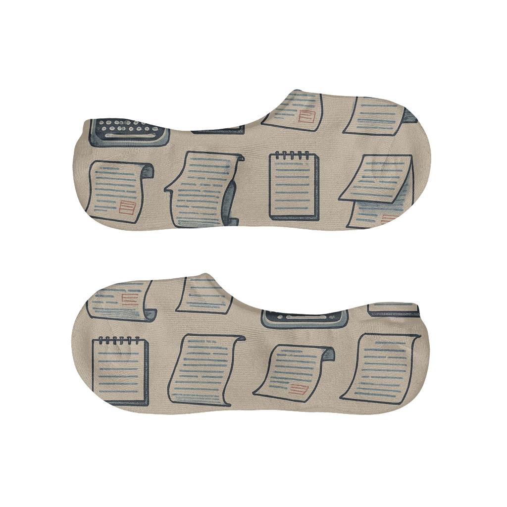 Vintage Newsprint Poster Look, Journalist Grid designer print no-show socks