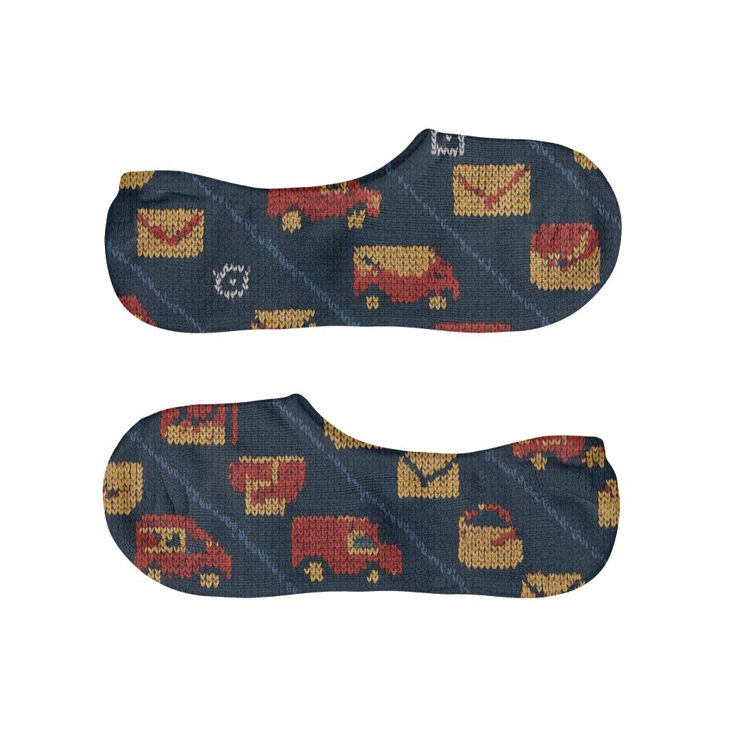 Knitted Route Map Texture, Mail Carrier Edition anti-slip no-show socks