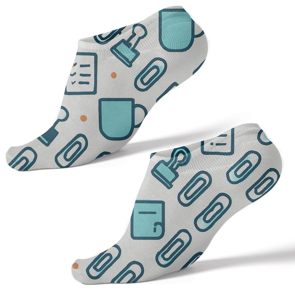 Office Manager Paperclip Lattice In Teal Blueprint premium sports ankle socks