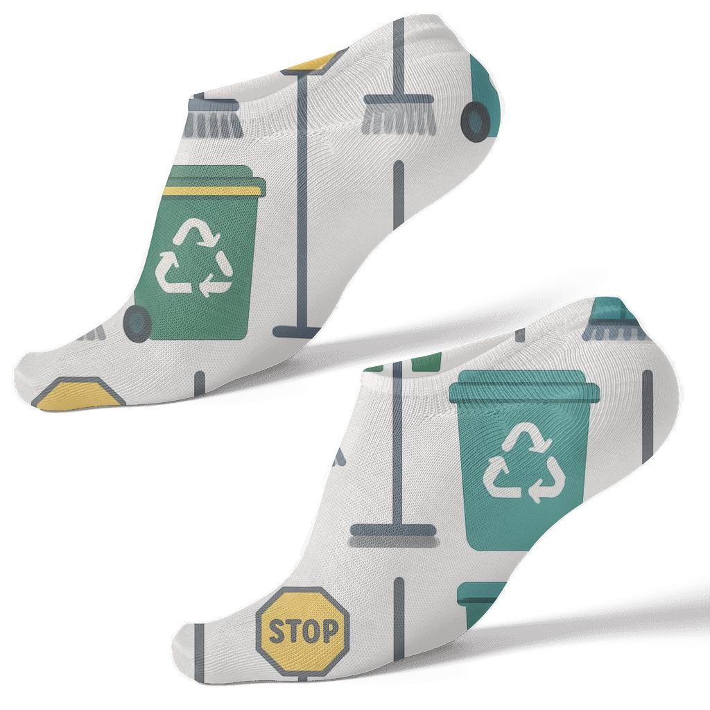 Street Signs And Bins In A Sanitation Worker Minimal Grid comfortable cotton ankle socks