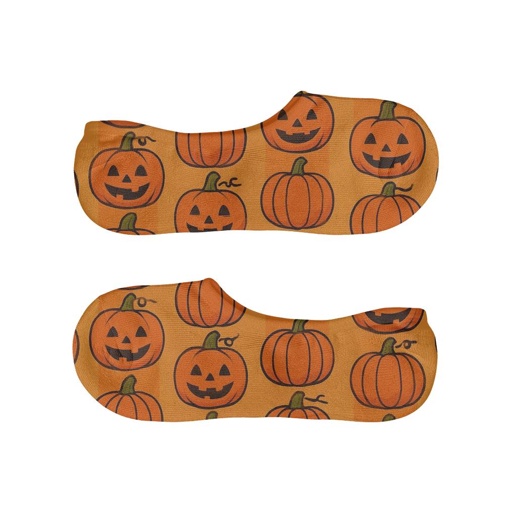 Pumpkin Stack Column Repeat On Orange Background comfortable low-cut socks
