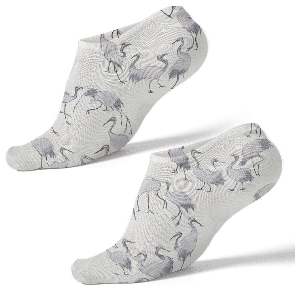 Lavender Crane Circle Dance On White Background comfortable cotton ankle socks