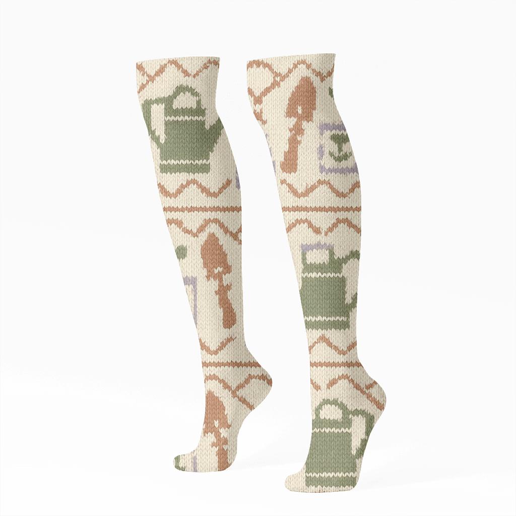 Trellis Tile Gardener Pattern Bands unique graphic knee-high socks