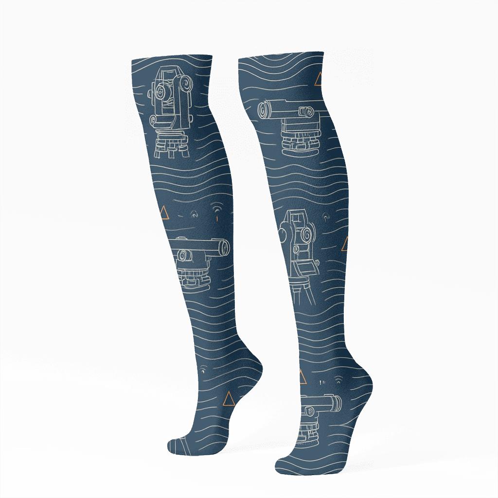 Blueprint Bands With Surveyor Contour Rhythm comfortable cotton knee-high socks