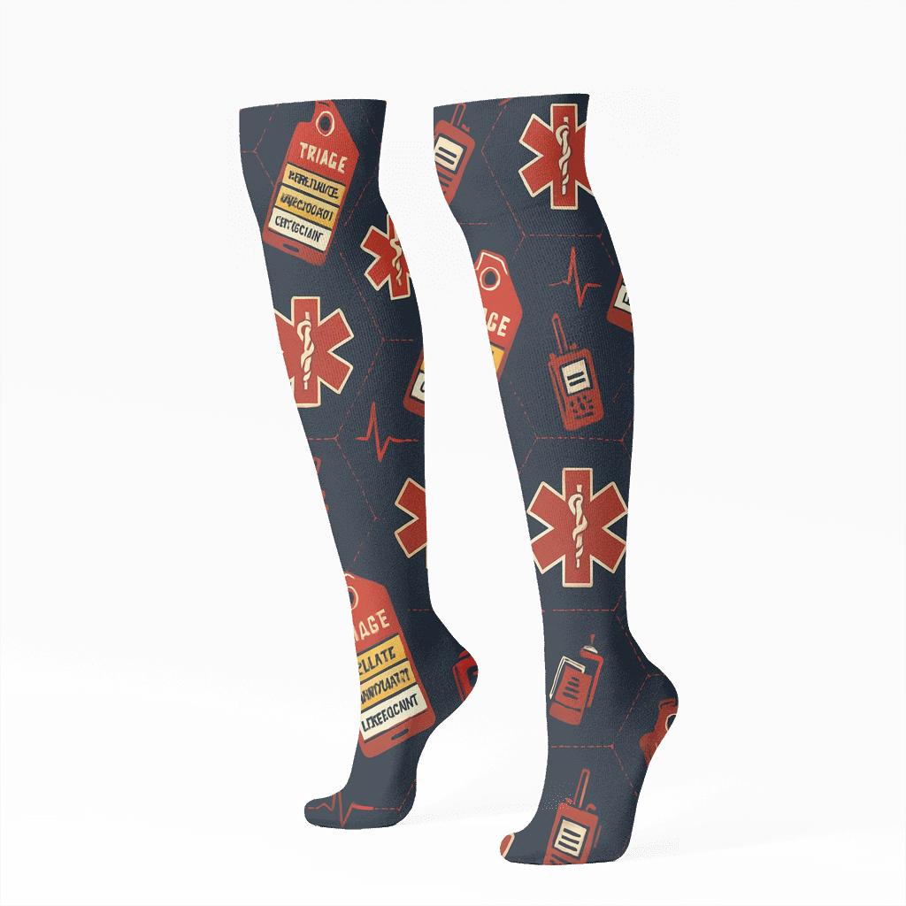 Triage Tag Lattice With Paramedic Rhythm unique graphic knee-high socks