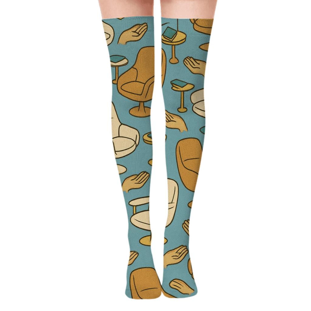 Therapy Chair Tessellation In Counselor Calm comfortable cotton over-the-knee socks