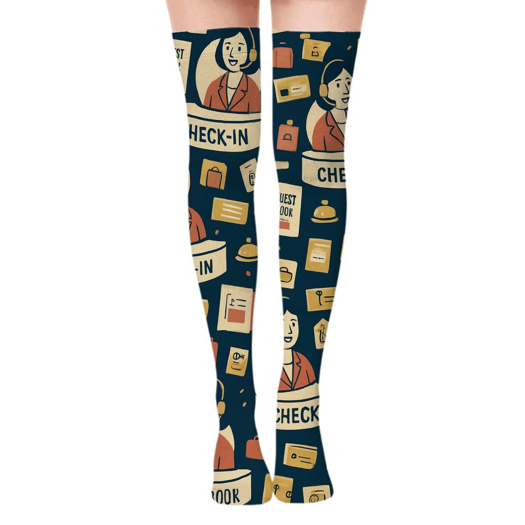 Hotel Receptionist Lobby Carousel Pattern personalized over-the-knee socks