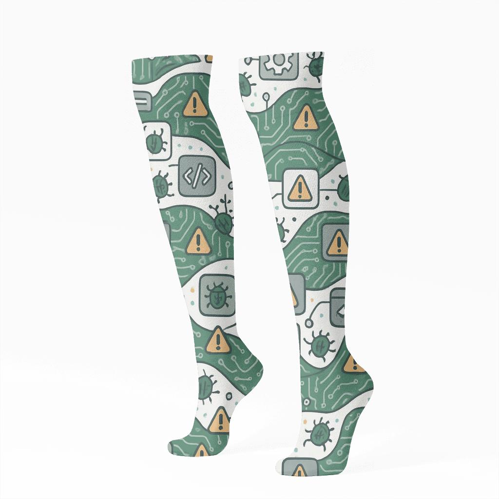 Circuit Landscape Wrap Software Developer unique graphic knee-high socks