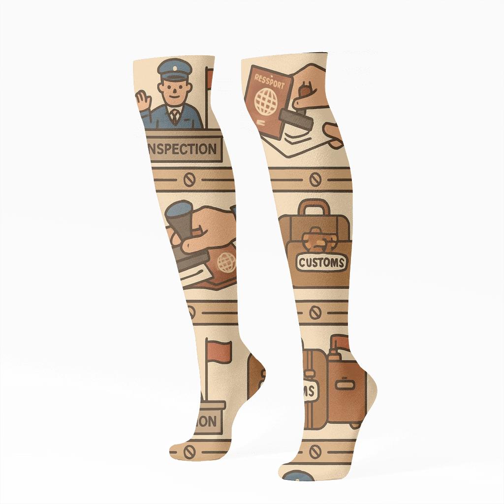 Welcoming Airport Parade With Immigration Officer Motif Bands soft everyday knee-high socks