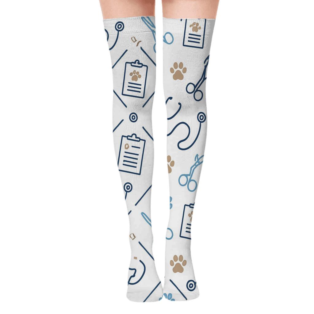 Clinic Lattice Veterinary Technician Pattern personalized over-the-knee socks