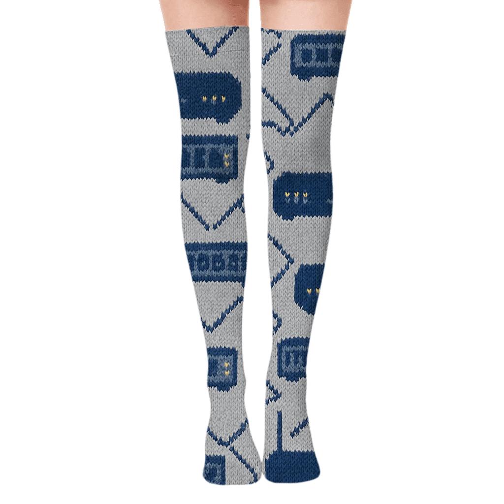 Router Patchwork For Network Administrator designer print over-the-knee socks
