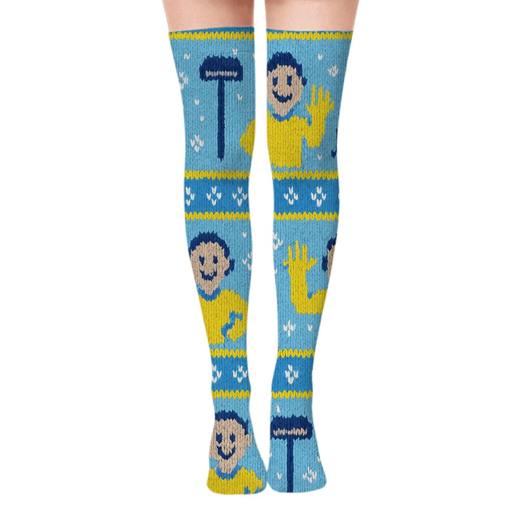 Janitor Knitted Stripe Parade premium cozy over-the-knee socks