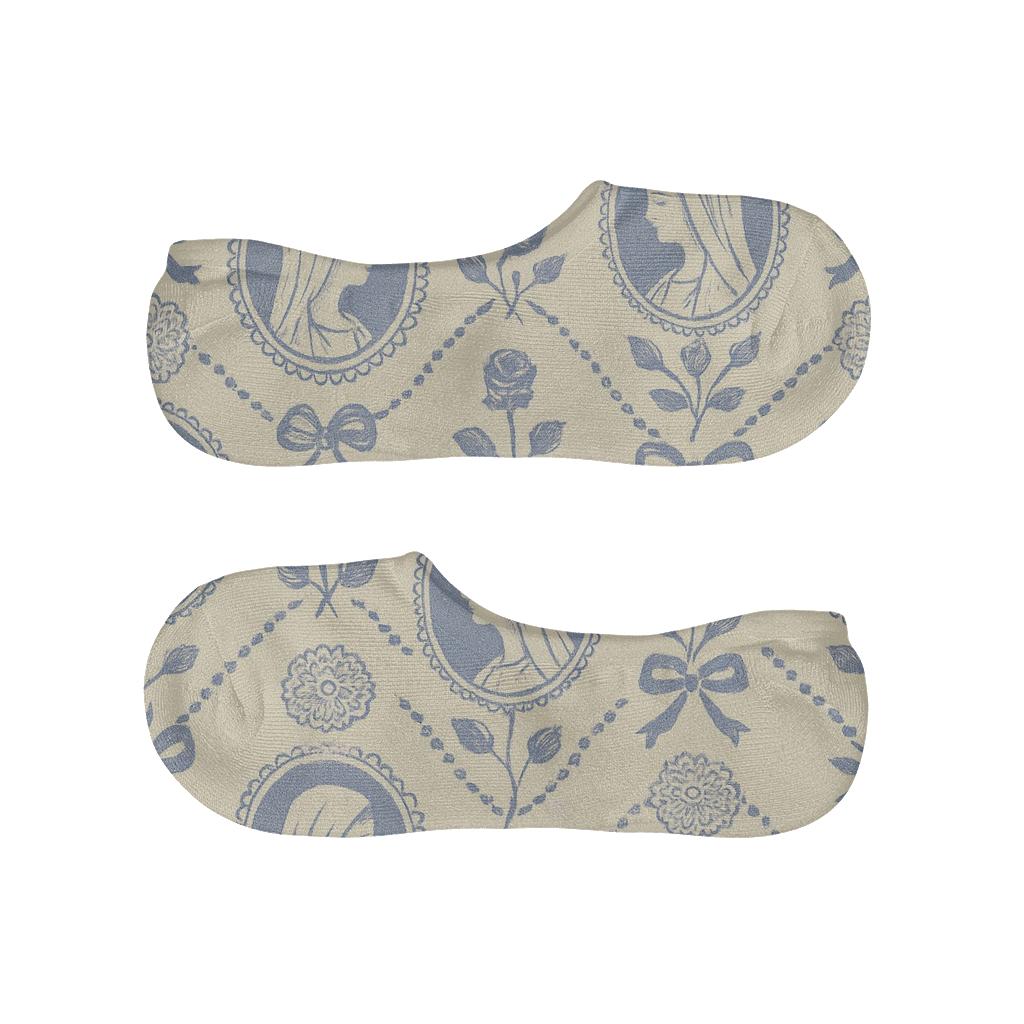 Lace Lattice With Mary Cameos anti-slip no-show socks