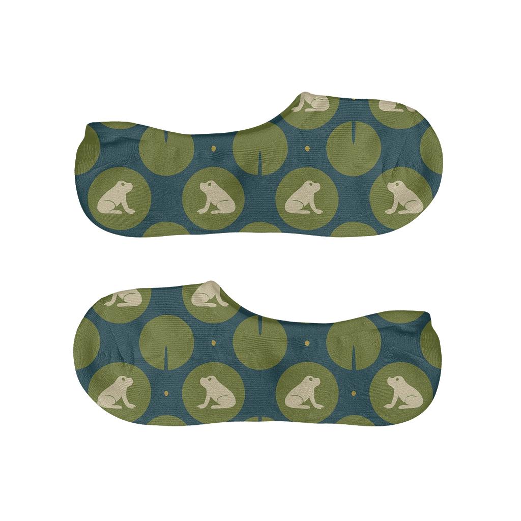 Lily Pad Lattice With Frog Silhouette Accents comfortable low-cut socks