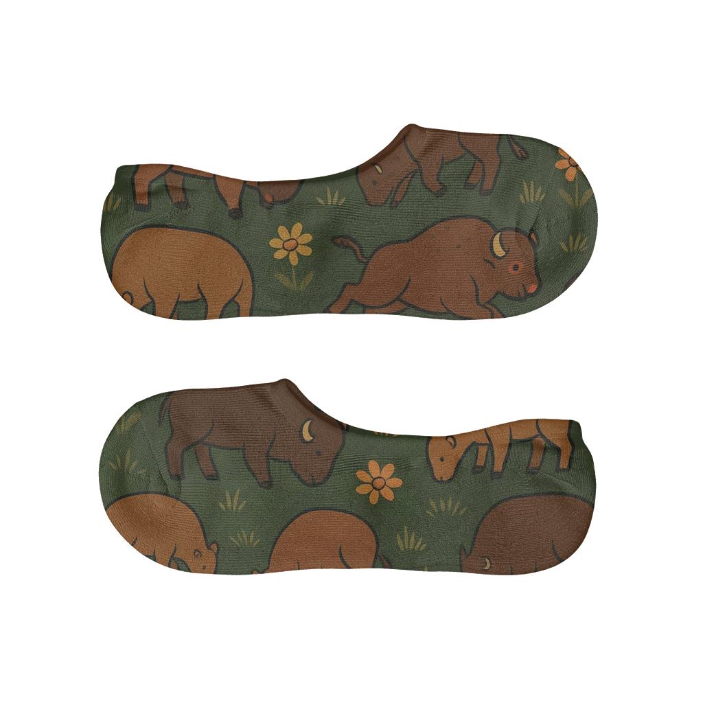 Prairie Flower Scatter With Bison Silhouettes trendy no-show sock styles