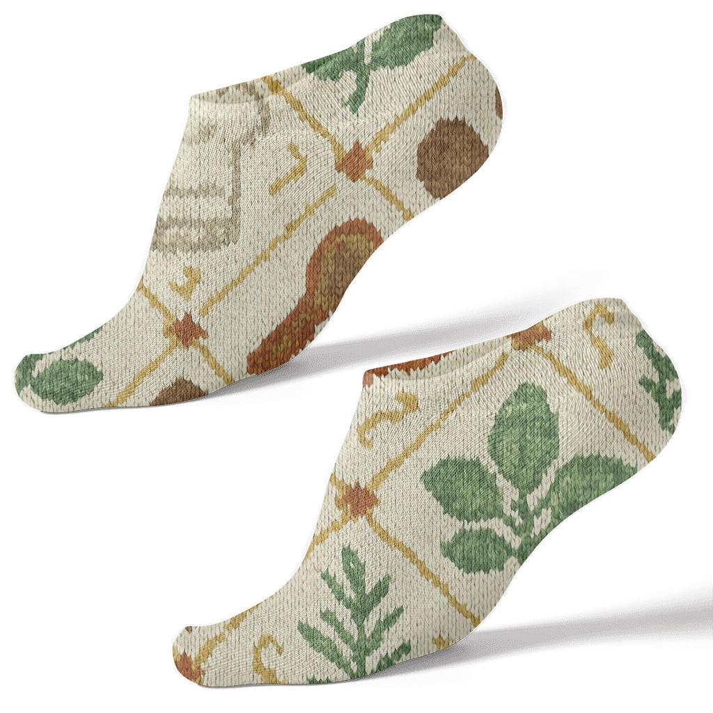 Knitted Illusion Cook Herb Lattice On Kitchen Cream comfortable cotton ankle socks