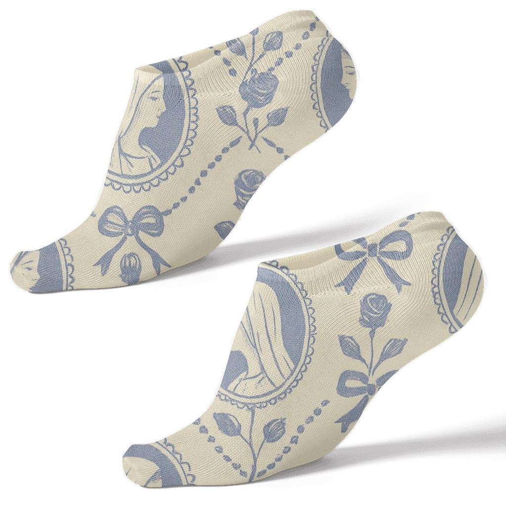 Lace Lattice With Mary Cameos trendy patterned ankle socks