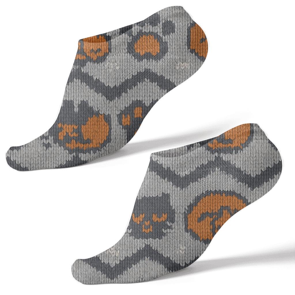 Knitted Pattern Illusion With Playful Cat Paws custom ankle socks