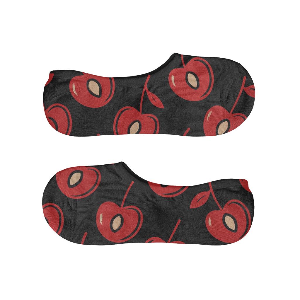 Modern Minimalist Graphic With Cherry Halves personalized invisible socks