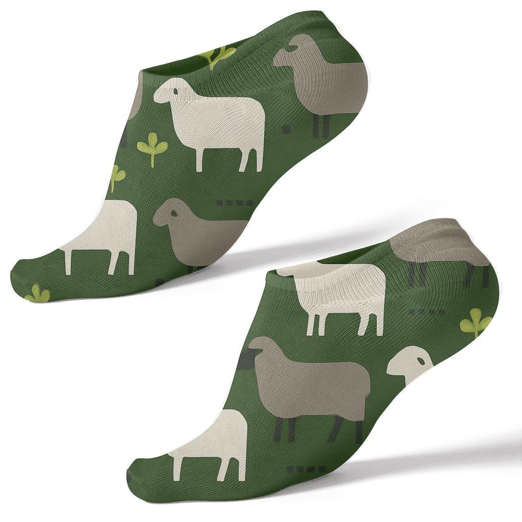 Modern Minimalist Sheep Clover Tile Grid comfortable cotton ankle socks