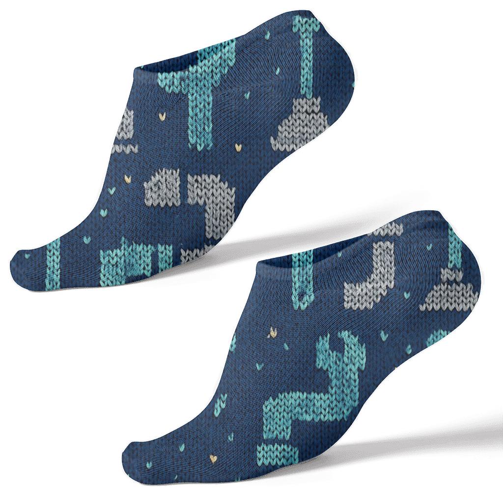 Knitted Illusion Tile For Plumber Tools designer print ankle socks