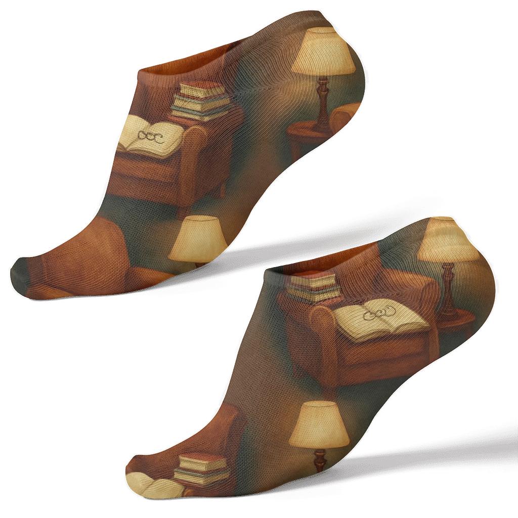 Cozy Reading Nook With Librarian Motifs trendy patterned ankle socks