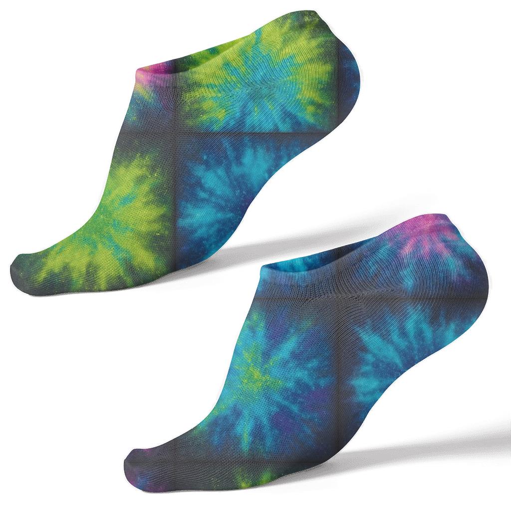 Neon Ice Dye Speckle Constellation Tiles On Charcoal Background stylish athletic ankle socks
