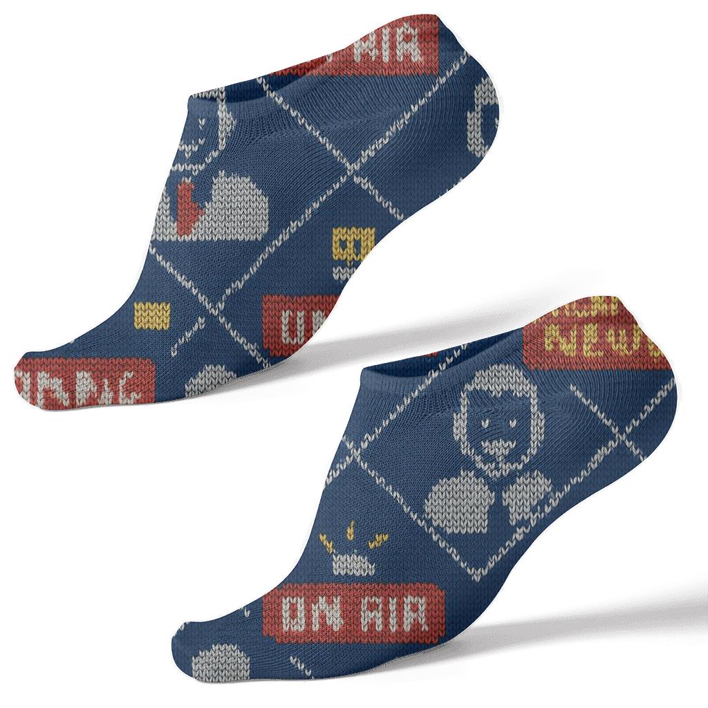 Knitted Illusion Broadcast Tiles For The News Anchor personalized ankle socks