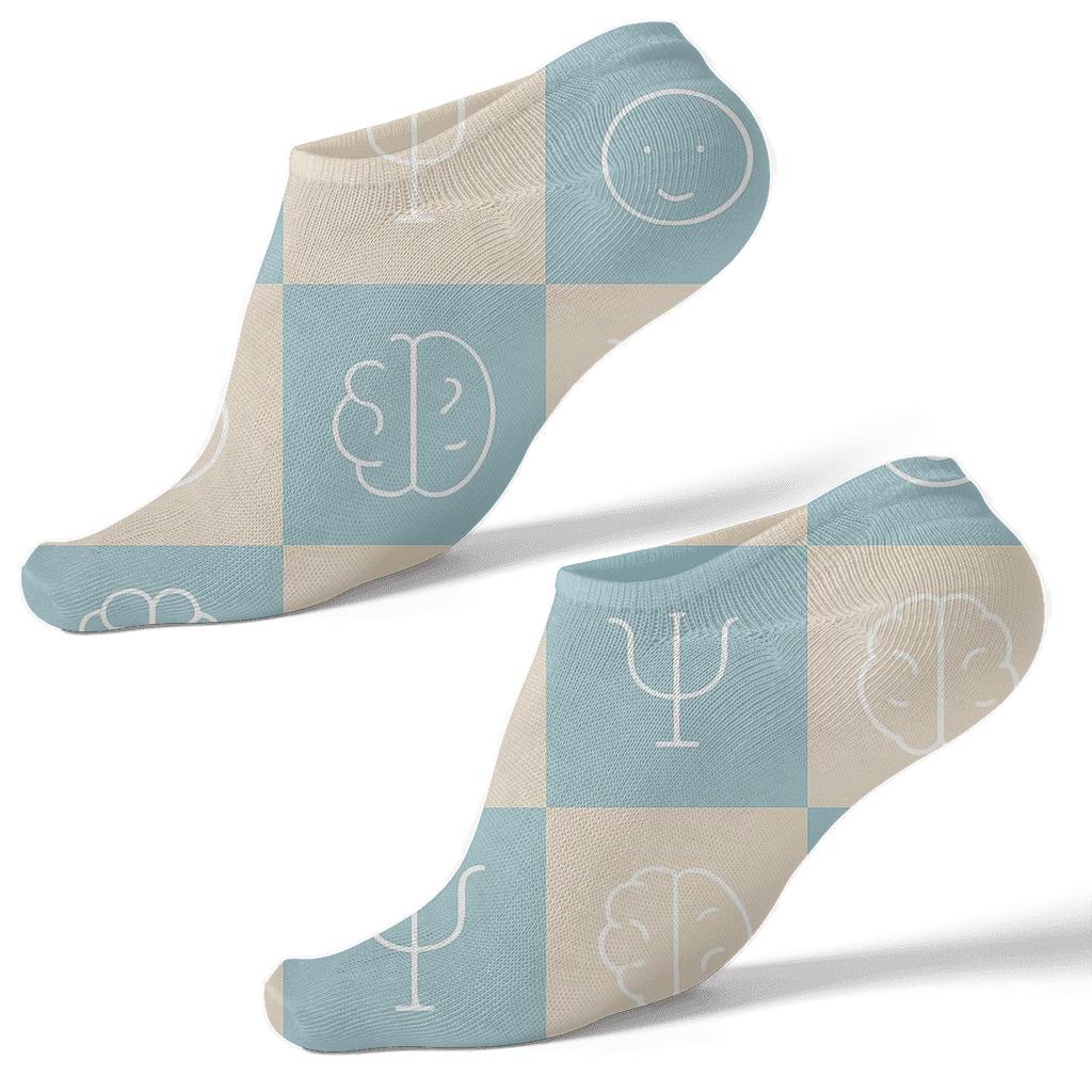 Minimal Grid Of Brain Icons For Every Psychologist trendy patterned ankle socks