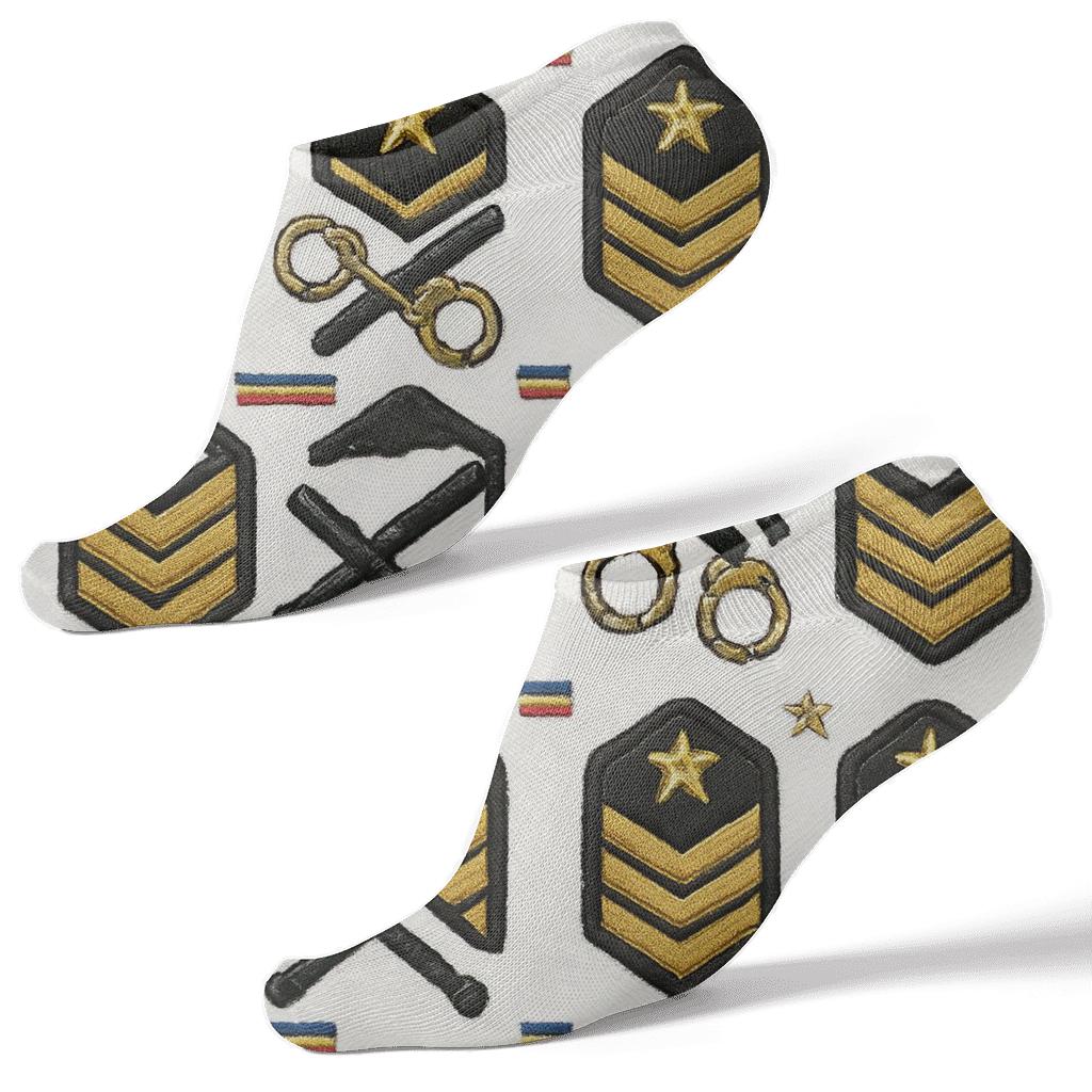 Mirrored Police Officer Patchwork Chevron custom ankle socks