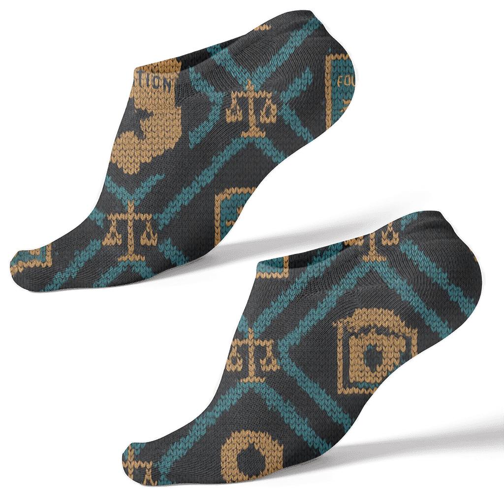 Probation Officer Knit Illusion Community Lattice unique graphic ankle socks