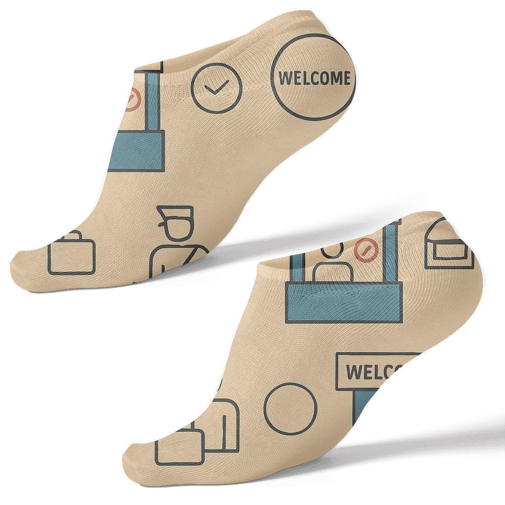 Inspection Booth Grid With Immigration Officer Emblems custom ankle socks