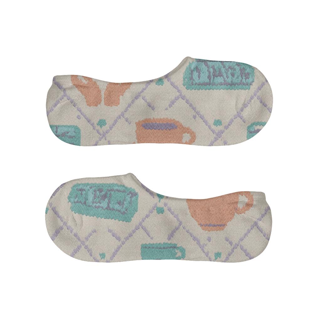 Caregiver Cozy Hand Heart Argyle Pattern designer print no-show socks
