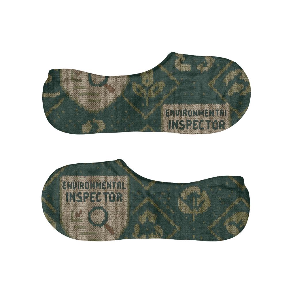 Environmental Inspector Badge Chevron Knit Illusion soft cotton no-show socks