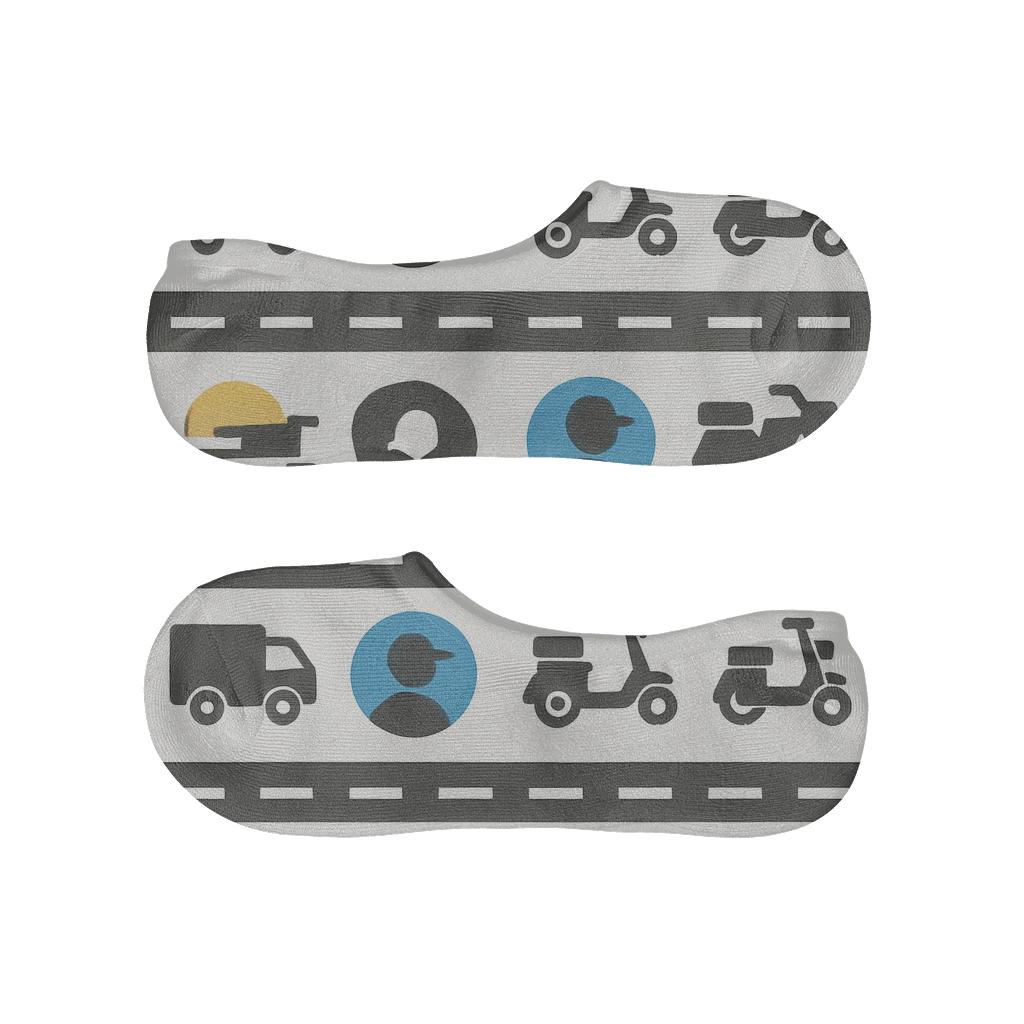 Minimal Route Stripes With Delivery Driver Icons custom no-show socks