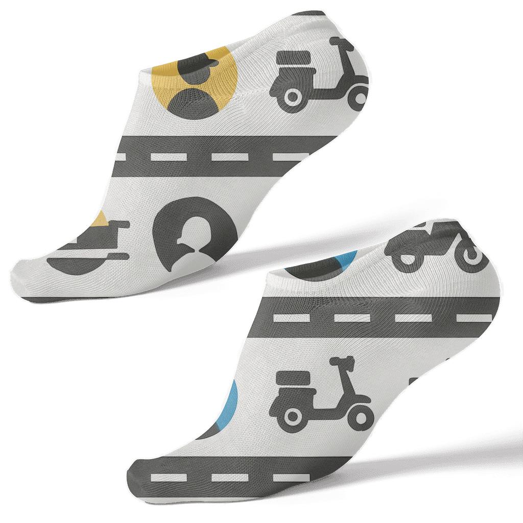Minimal Route Stripes With Delivery Driver Icons trendy patterned ankle socks