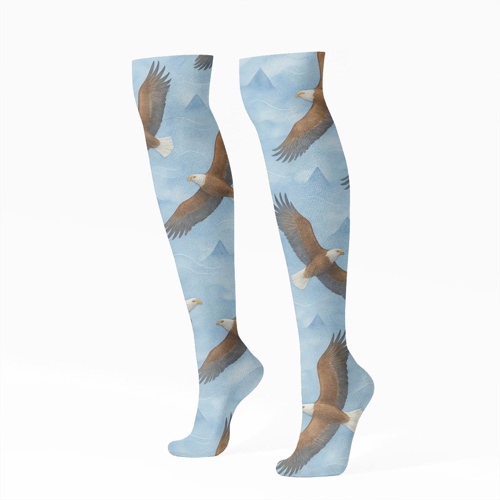 Painted Sky Study With Eagle Spiral Thermals personalized knee-high socks