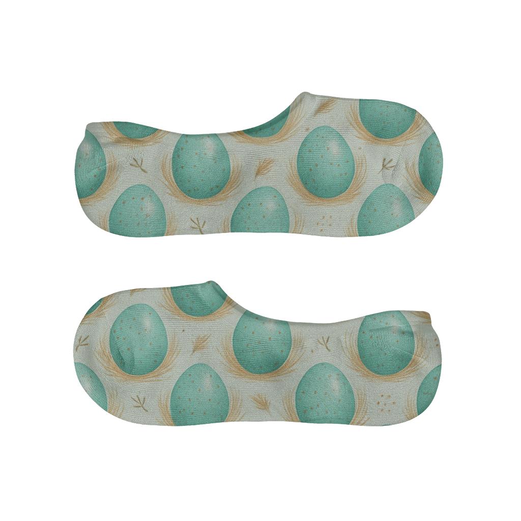 Robin Egg Oval Grid On Soft Mint Background trendy no-show sock styles