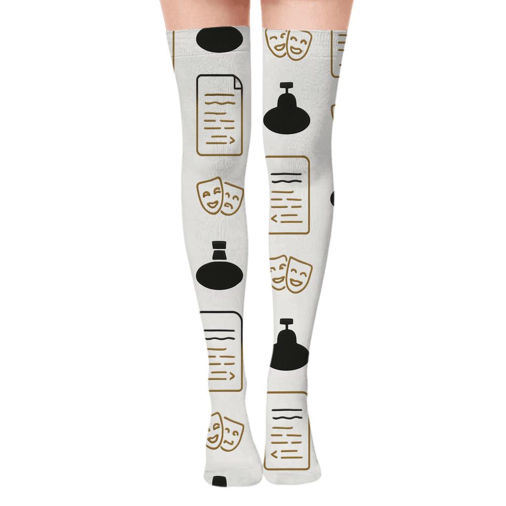 Minimal Script Grid For The Actor comfortable cotton over-the-knee socks
