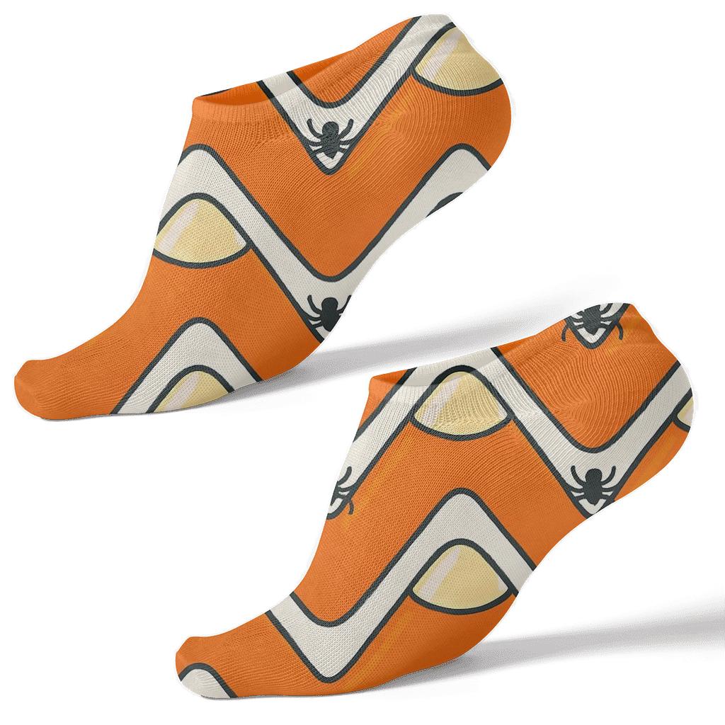 Orange Candy Corn Zigzag Weave On White Background comfortable cotton ankle socks