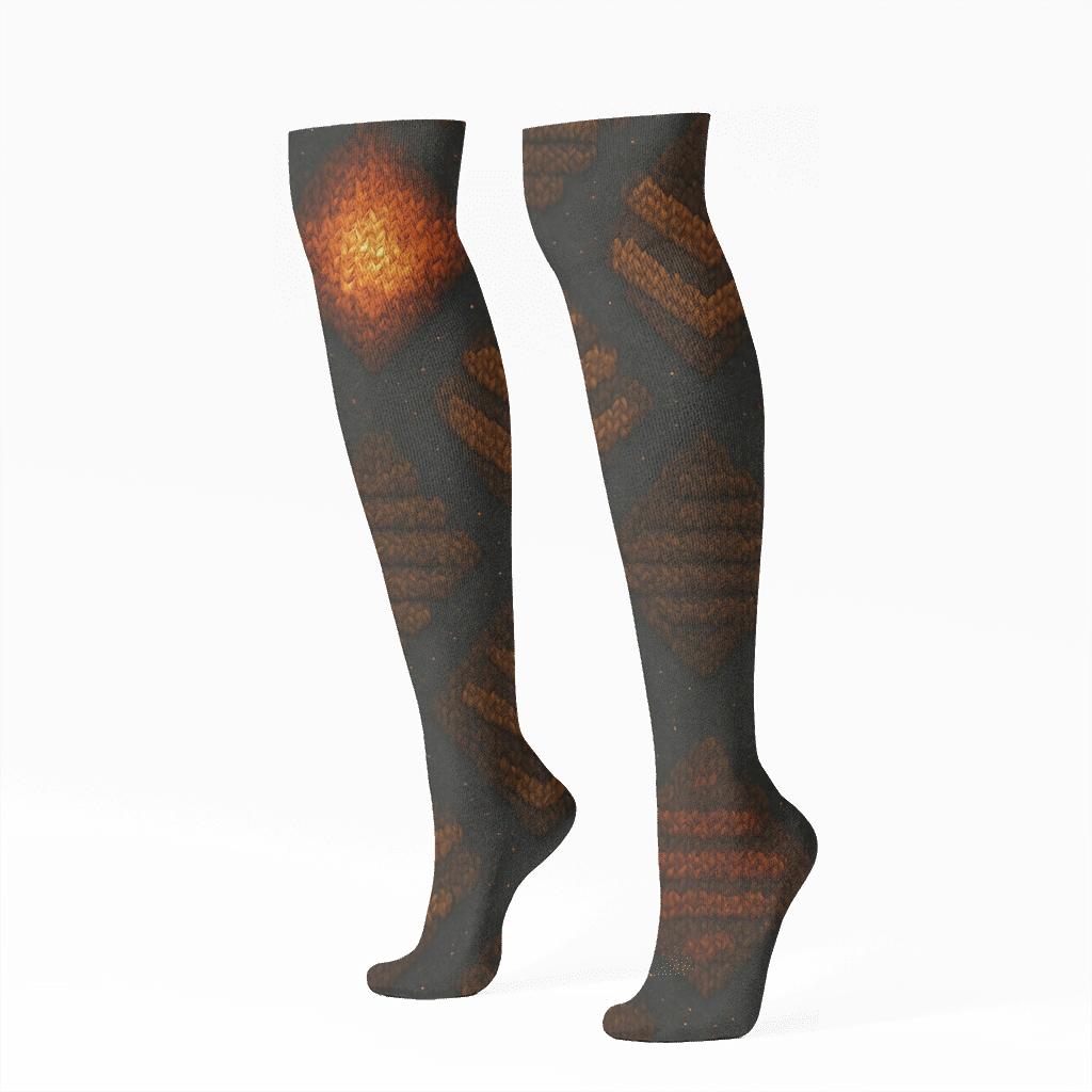 Heart Ember Quilt Tessellation personalized knee-high socks