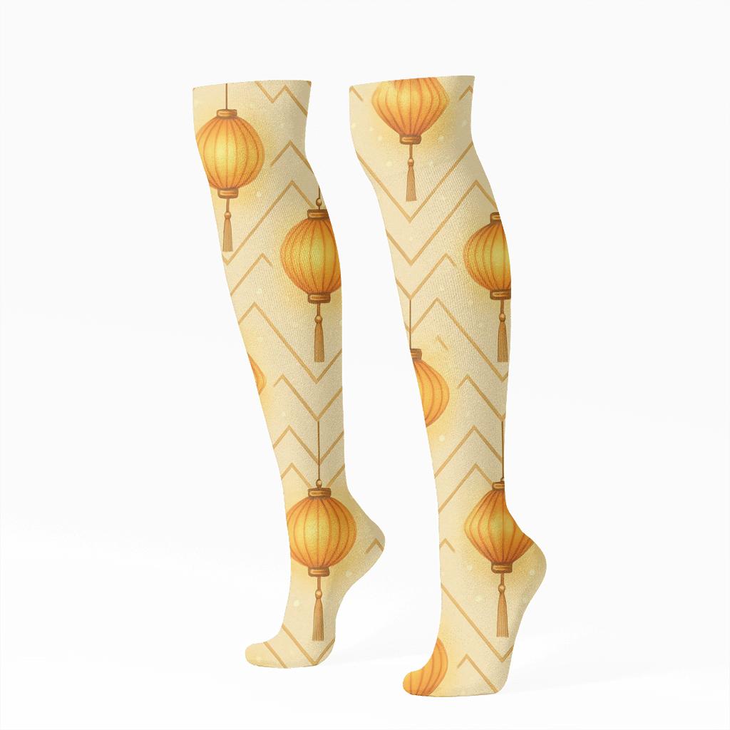 Tassel Chevron With Mini Motifs, Lantern Edition comfortable cotton knee-high socks