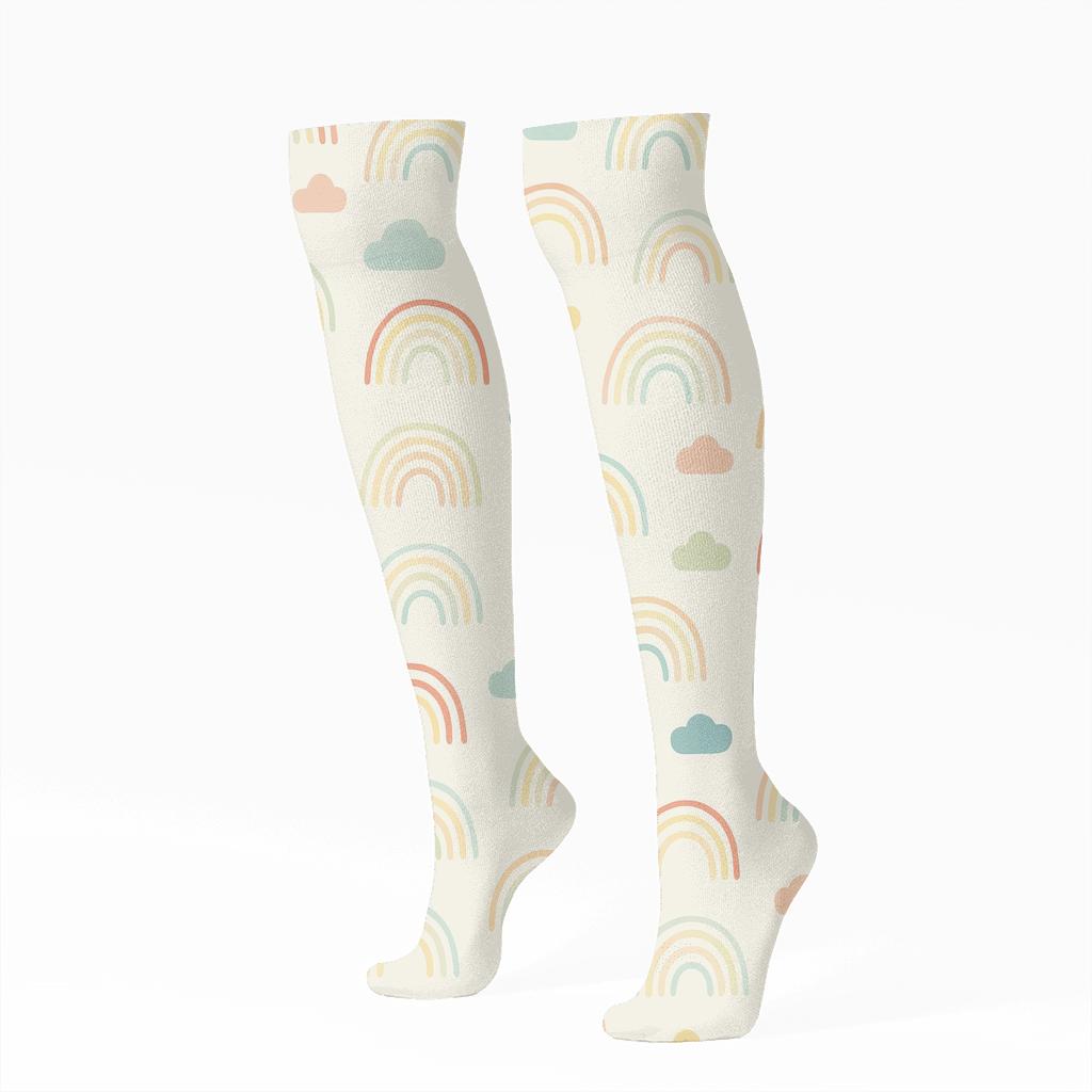 Minimal Rainbow Horizon Bands stylish athletic knee-high socks