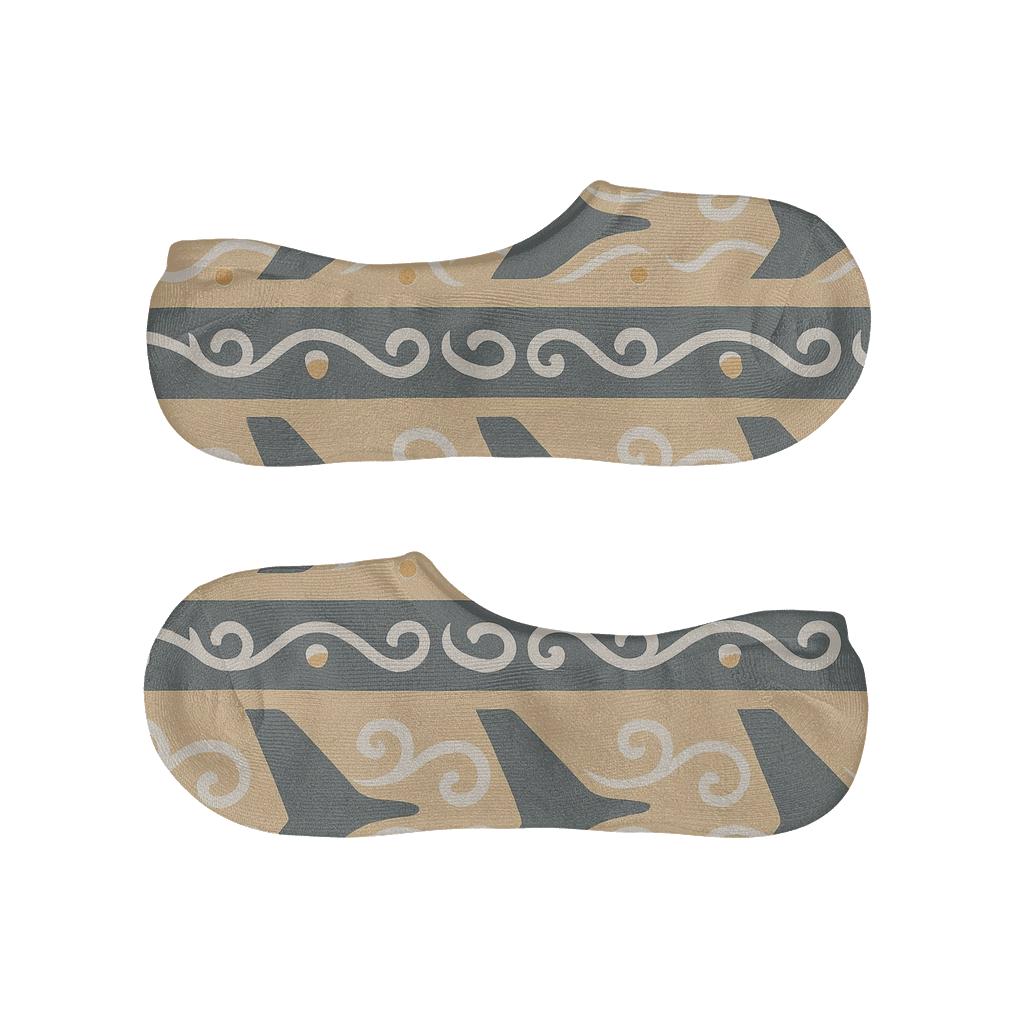Airplane Wingtip Wave Border Pattern On Beige unique hidden socks