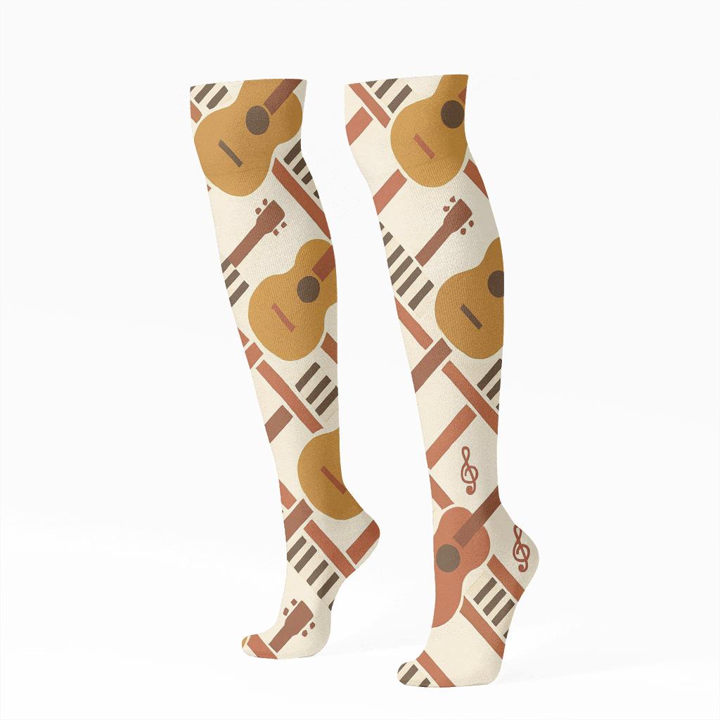 Guitar Lattice Pattern For Every Musician designer print knee-high socks