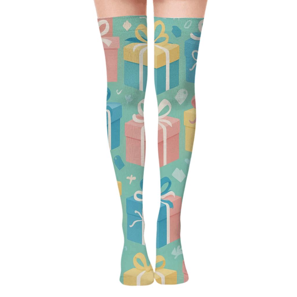 Pastel Parcel Tessellation Presents soft everyday over-the-knee socks