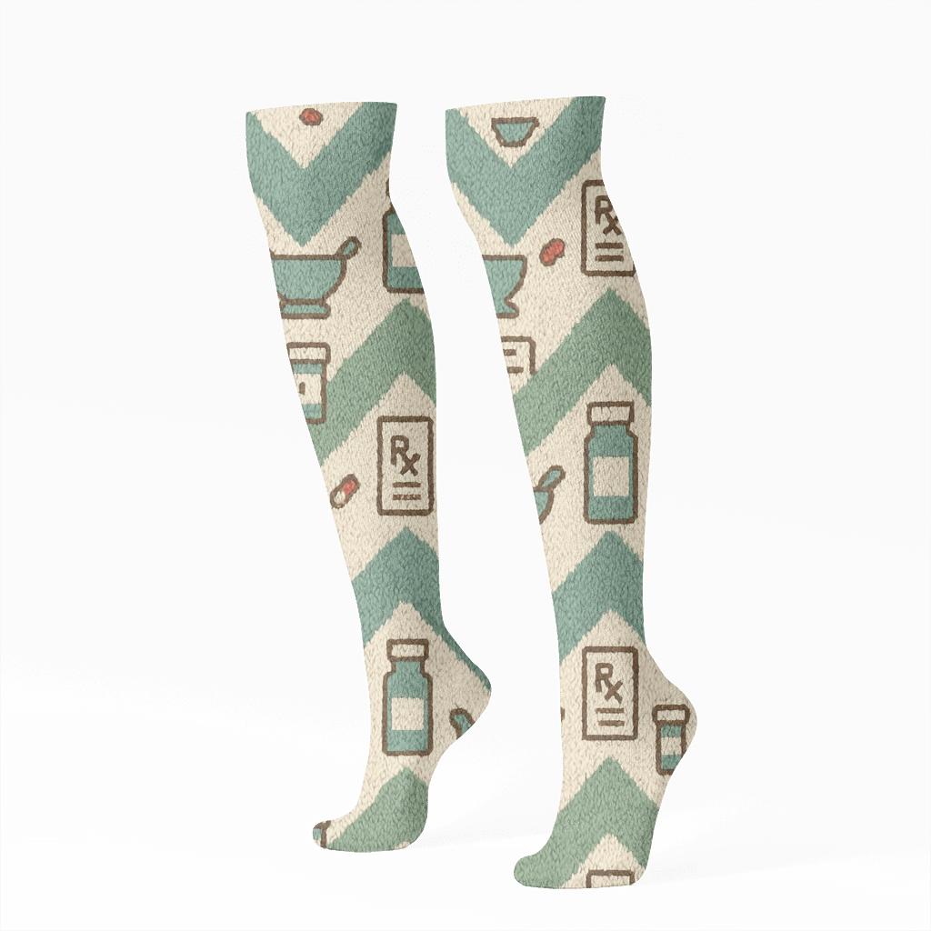 Pharmacist Shelf Band Chevron stylish athletic knee-high socks